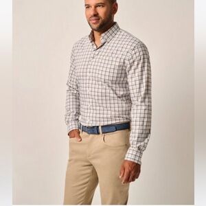 Johnnie O Roosevelt Performance Button Up Shirt Light Grey NWT